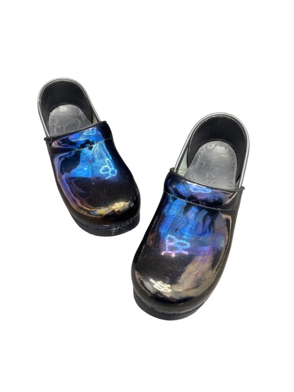 Dansko Professional Clogs Women's Patent Iridescent Blue Slip-Resistant, Sz 38 - Picture 3 of 10